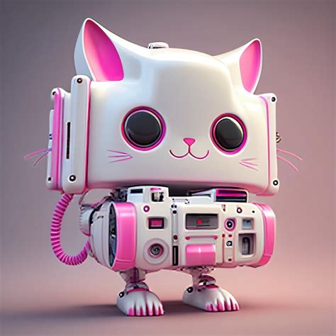 Premium Photo Cute Kitten Robot 3d Generative Ai