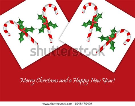 Candy Canes Holly Berries Stock Illustration 1548475406 Shutterstock