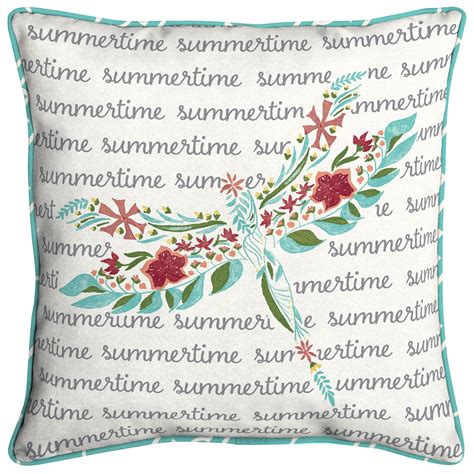 Oceantex In Square Dragonfly Script Off White Outdoor Throw Pillow