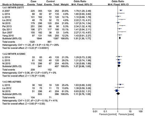 Forest Plot Of The Studies Assessing The Association Between Mthfr