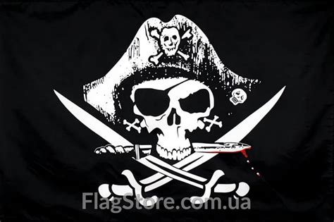 Купить пиратский флаг в шляпе-треуголке в Киеве FlagStore.com.ua