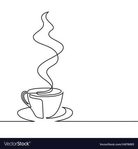 Continuous Line Drawing Of Cup Coffee Royalty Free Vector