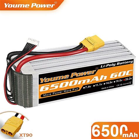 Bateria Lipo Youme Power 6S 22.2V 6500mAh 60C Conector XT90- Lacrado ...