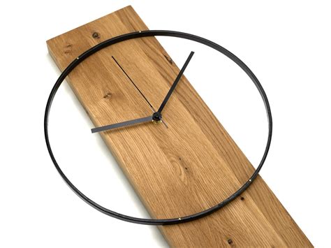 Moderne Wanduhr Aus Massivholz Horizontal Eiche Minimalistische Holz