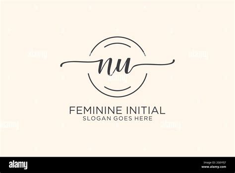 NU Beauty Monogramm Und Elegantes Logo Design Handschrift Logo Der