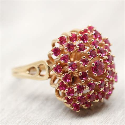 14K gold synthetic ruby Cocktail Ring – Pippin Vintage Jewelry