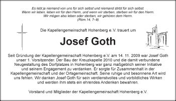 Traueranzeigen Von Josef Goth Trauer Flz De