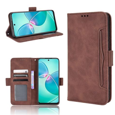 For Infinix Hot 12 Play Skin Feel Calf Texture Card Slots Leather Phone Case Brown Alexnld