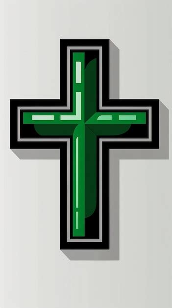 Icono Verde Más Con Contornos Negros Diseño Plano Simple Imagen