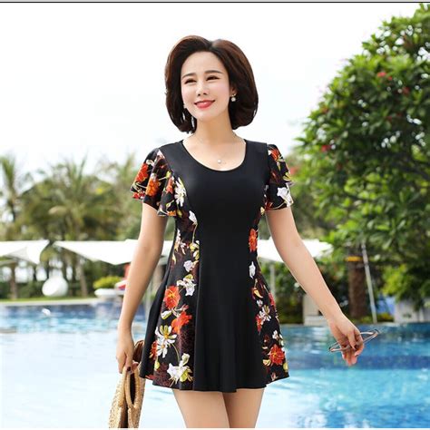 Bigsize KG Bikini Đồ bơi nữ mảnh liền thân trung niên dành cho người béo tay ngắn kèm quần