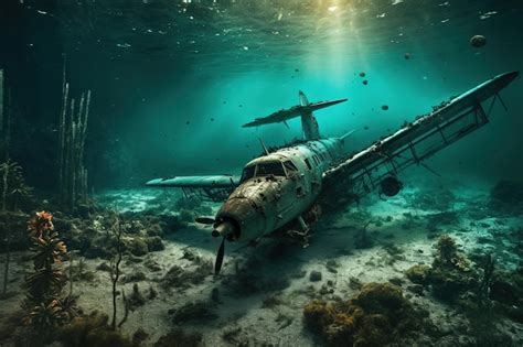 Premium Photo Plane Under Water Crash Of An Old Plane Under Water