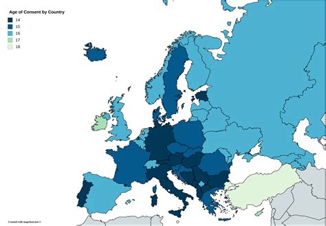 European Countries By Age Of Consent [4592x3196] Mapporn