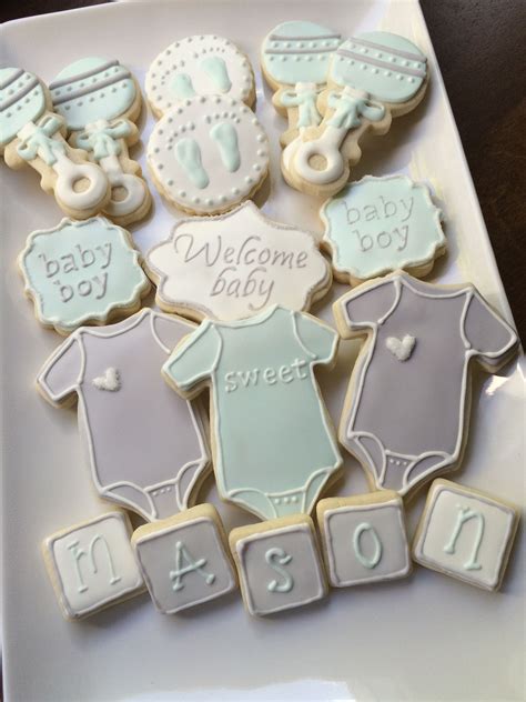 Welcome Baby Baby Boy Decorated Cookies Baby Cookies Baby Shower