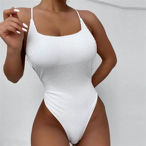 MAILLOT DE BAIN Femmes One Piece Lettre Bikini Push Up Pad Maillots De Bain Bandage Maillot