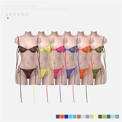 Скачать мод Женский купальник Fanci Club Sweaty Bikini Set для The Sims 4 можно совершенно