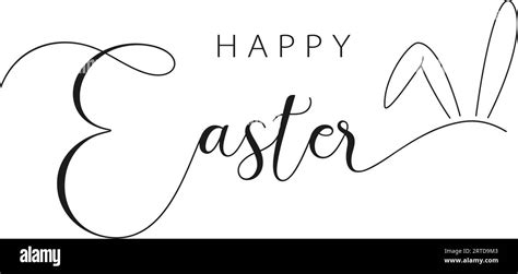 Happy Easter Lettering With Bunny Ears Stock Vector Image And Art Alamy