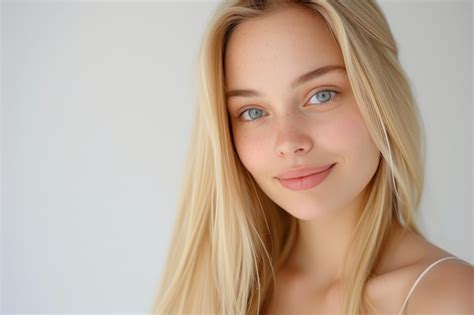 Premium Photo Radiant British Beauty Smiling Blonde Woman In Studio