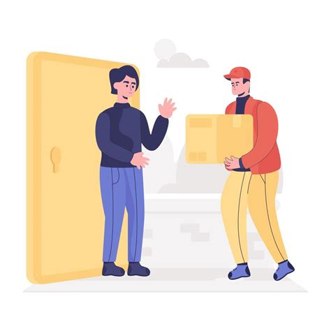 A doorstep delivery flat vector, shipping services 6867364 Vector Art