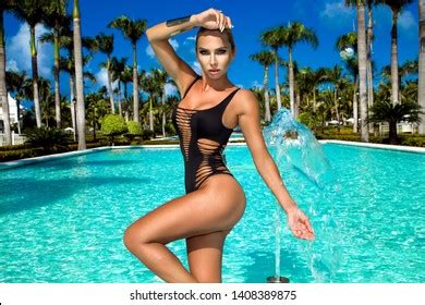 Elegant Sexy Woman Black White Bikini Stock Photo Shutterstock
