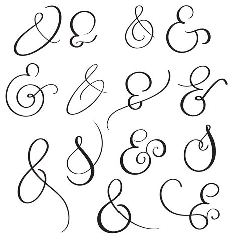 Vector Set Vintage Sign And Ampersand On White Background Calligraphy