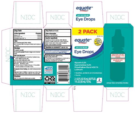 Equate Eye Drops Dry Eye Relief Glycerin Hypromellose Polyethylene Glycol 400 Liquid