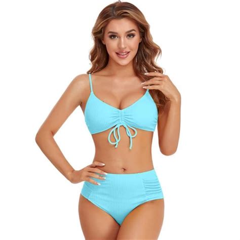 Maillot de Bain femme Bohème Nouvelle bikini Glamour sexy Elegant Modee Y Bleu