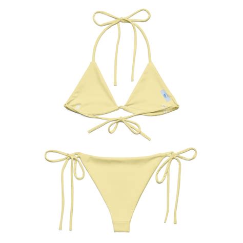 Butter Yellow Recycled String Bikini Two Piece Swimsuit Resort Wear Boho Swimwear Bathing