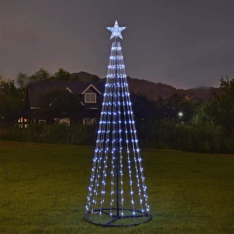 7 Ft Lighted Outdoor Christmas Tree 336 Leds Pre Lit Christmas Cone Tree With Star