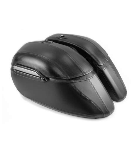 Universal Motorcycle Black Leather Hard Saddlebags Panniers Cases