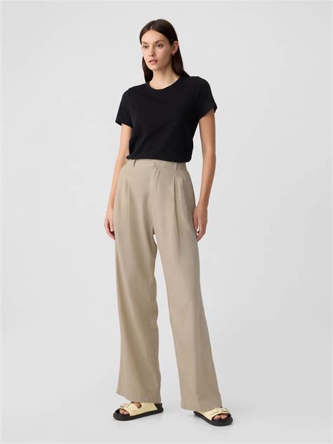 Easy Wide Leg Linen Blend Trousers Gap Factory