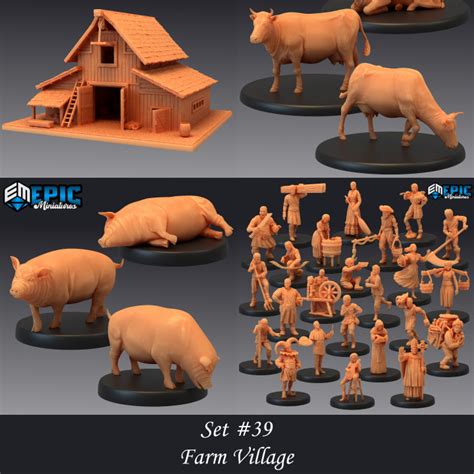 D Printable Farm Village Set Villager Farmer Encounter Pre