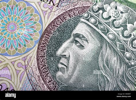 Polish Money Bill One Hundred Zloty Macro With Portrait Of King Of