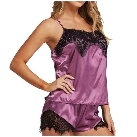 Pyjamas en satin de soie femmes lingerie sous vêtements vêtements de nuit léopard shorts