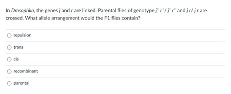 Solved In Drosophila The Genes J And R Are Linked Parental Chegg