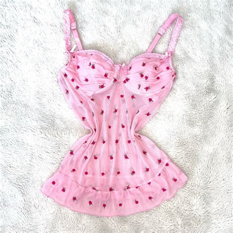 Rampage Intimates Sleepwear Y K Rampage Pink Semi Sheer Rose Lingerie Cami Poshmark