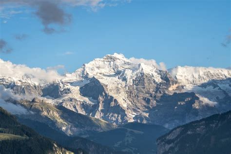 Aerial View From Top Of Interlaken Harder Kulm Switzerland Stock