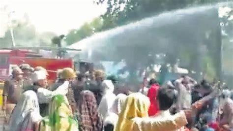 Police Use Water Cannons On Protesting Farmers At Ntpc Dadri Several