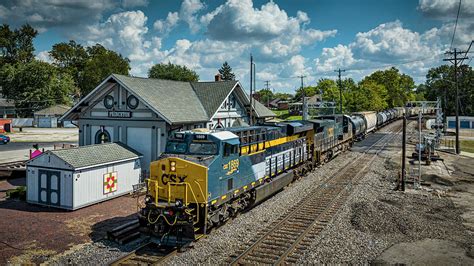 CSX Chesapeake And Ohio Heritage Unit 1869 Leads CSX M500 At Princeton