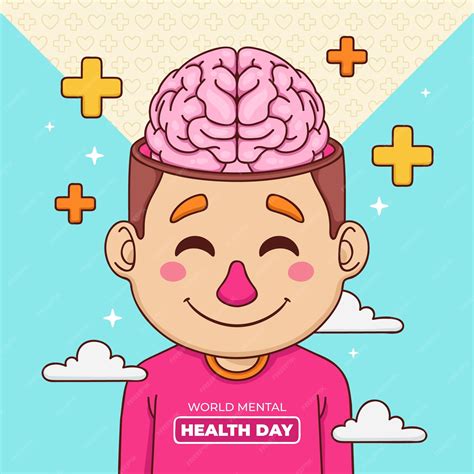 fondo dibujado  mano  mundial de la salud mental  cerebro