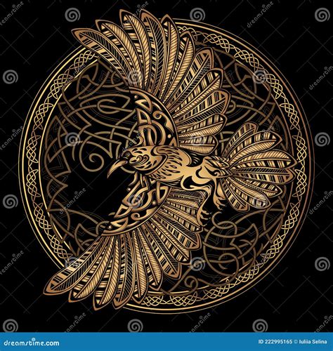 Odin S Celtic Raven Stock Vector Illustration Of Crow 222995165