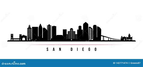 Vector San Diego Skyline Silhouette - Black Vector San Diego Silhouette ...