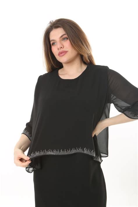 Crna Haljina Cirkoni Plus Size Lavica