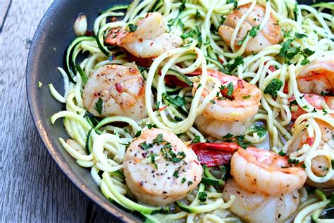 Shrimp And Scallop Scampi With Zucchini Noodles Cooking With Books