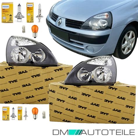 Set Renault Clio II PH2 Scheinwerfer Rechts Links Schwarz Bj 01 05 H7