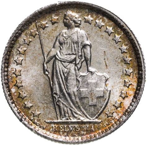 Монета Швейцария 1/2 франка 1964 стоимостью 636 руб.