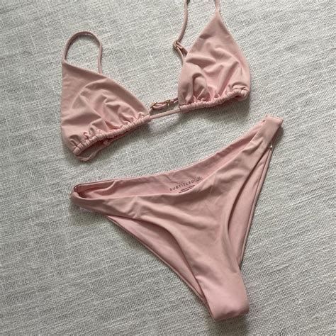Subtitled Light Pink Bikini Bottoms XS Top M Worn Depop