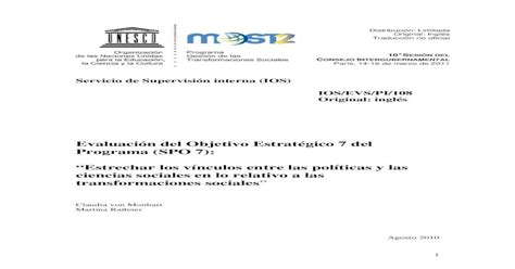 Evaluación del Objetivo Estratégico 7 del Programa (SPO 7 ...