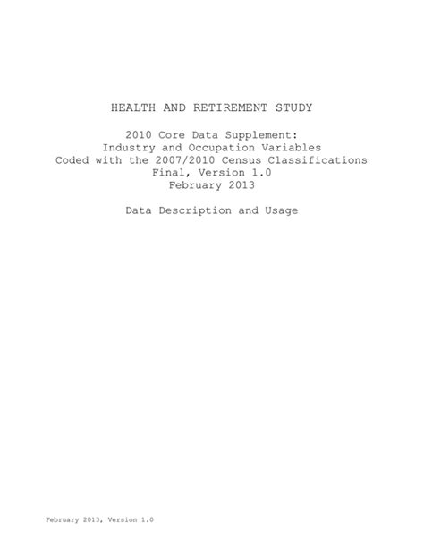 Data Description The Health And Retirement Study