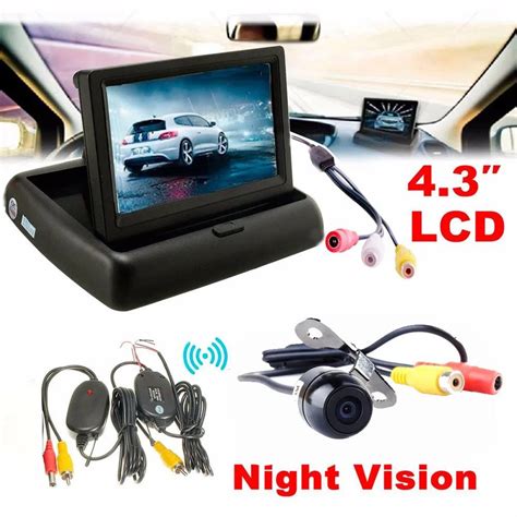 4.3 Car Rear View Monitor Wireless Car Backup Camera Parking System Kit ...