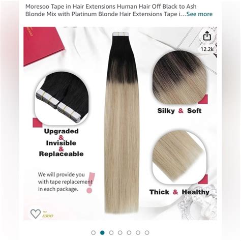 Amazon Hair Moresoo Tape In Hair Extensions Ea Off Black To Ash